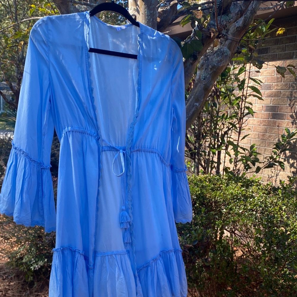 Blue Island Sky Blue Scalloped swim cover up 🦋💎